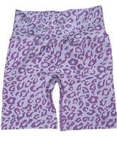 Load image into Gallery viewer, Purple Leopard Biker shorts
